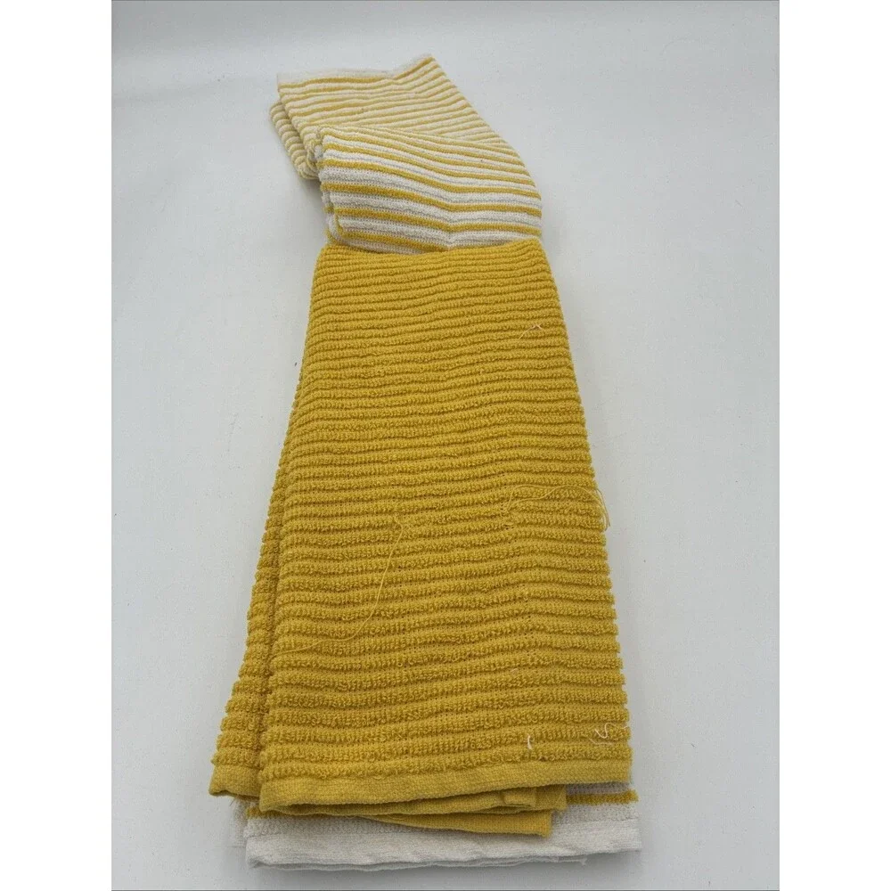 PANTRY KITCHEN TOWELS 3 pack yellow and white 16 X 26 100% COTTON
